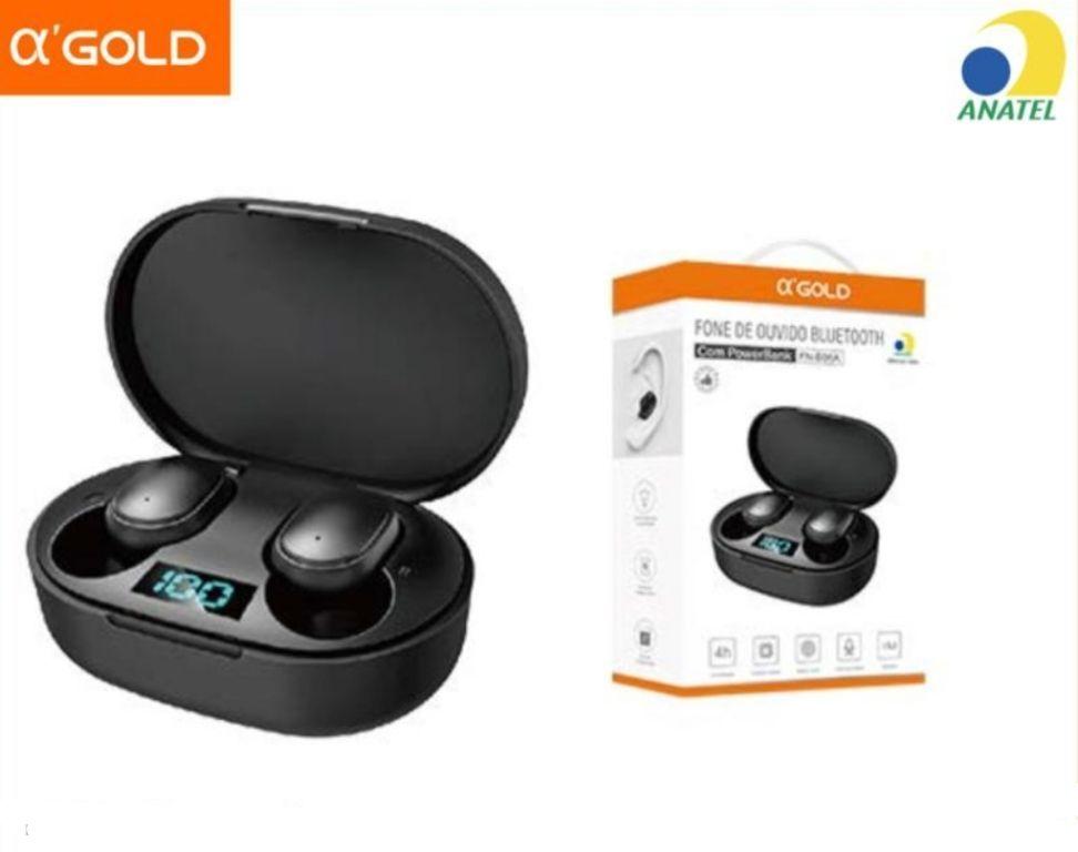 Fone De Ouvido Bluetooth 5.3 Sem Fio Com Digital E PowerBank A’Gold FN-B06A