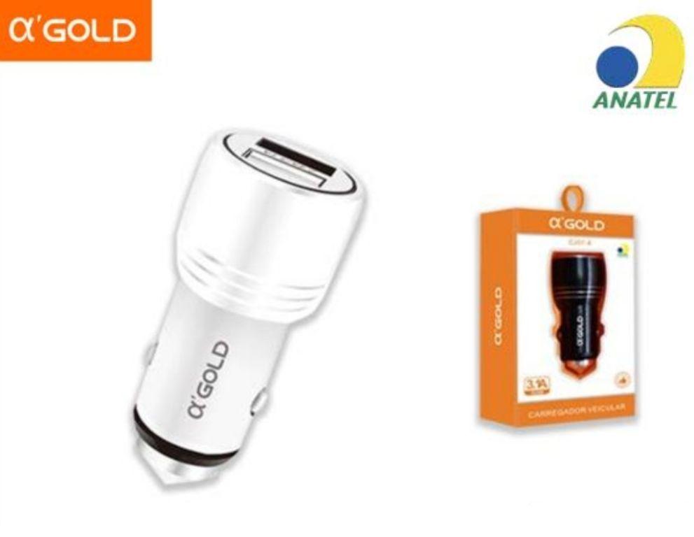 FONTE VEICULAR CARRO CARREGADOR 3.1A 2 USB Agold CJ07-4