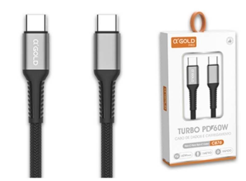 Cabo de Celular Duplo USB-C / TYPE - C UTRA Turbo PD 60W - A,Gold
