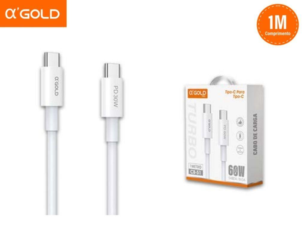 Cabo de Celular Duplo USB-C / TYPE - C UTRA Turbo PD 60W - A,Gold CB-51