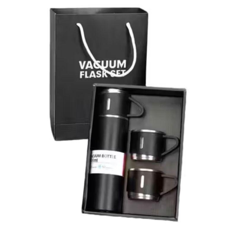 Garrafa Térmica a Vaco Stanley 500ML PRETA Com Três Xícara xicara