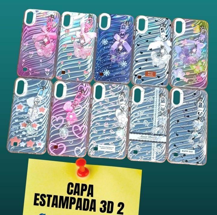 Capa Estampada 3d 3 com pulseira e lacinho
