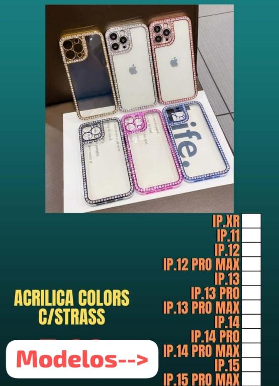 Capa Acrilica colors c/ strass
