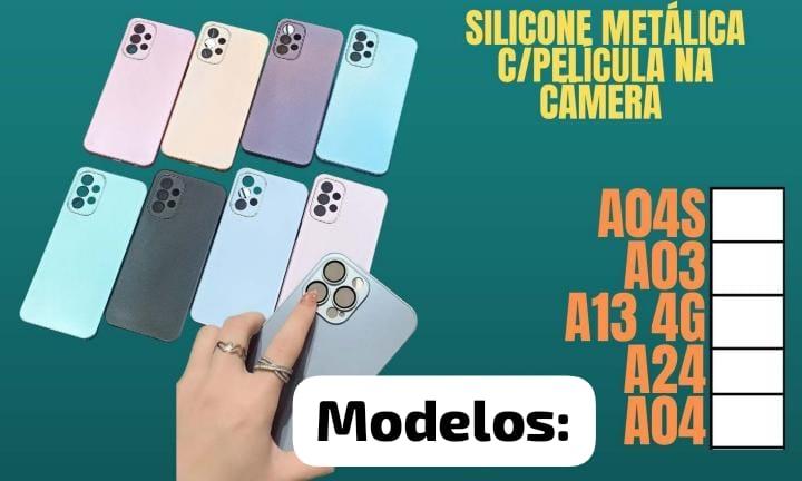 Capa Silicone metalica c/ pelicula na camera