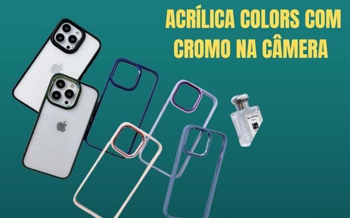 Capa acrilica colors com cromo na camera IP. 13 PRO