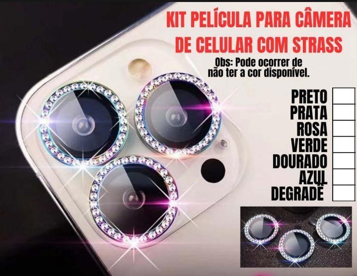 Kit Pelicula para camera de celular com STRASS