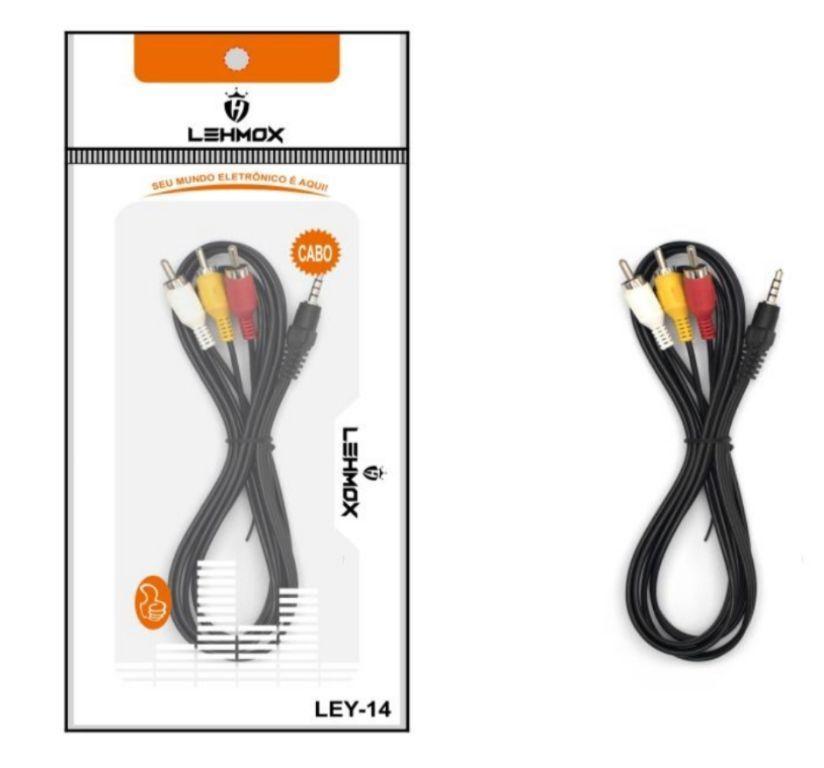 Cabo P2 3.5mm x 3 RCA AV Áudio Vídeo 1.5M Lehmox LEY-14