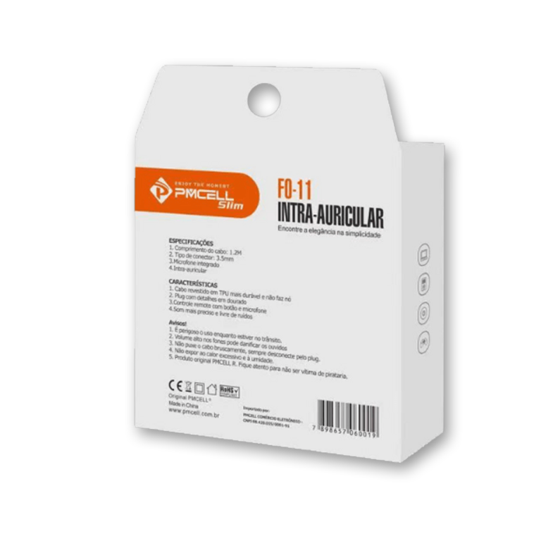 Fone de ouvido botão play/pause intra auricular p2