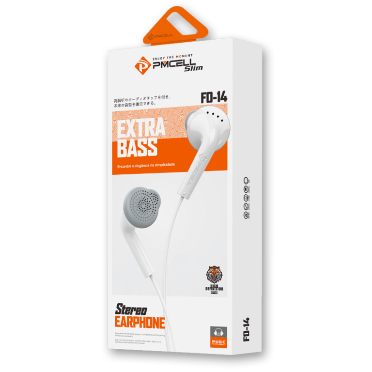 Fone de ouvido fo-14 botão play/pausa sem borracha p2