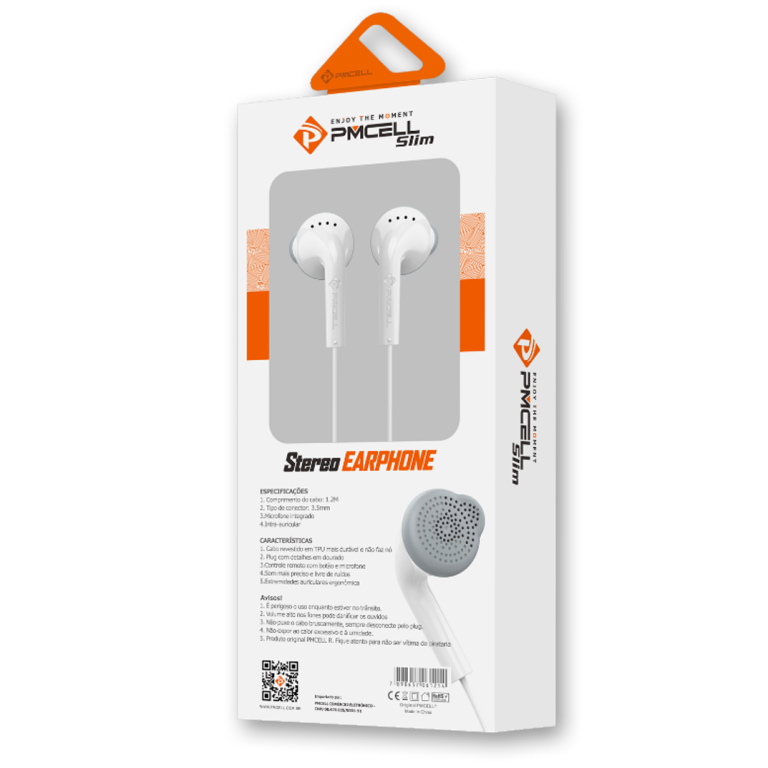 Fone de ouvido fo-14 botão play/pausa sem borracha p2