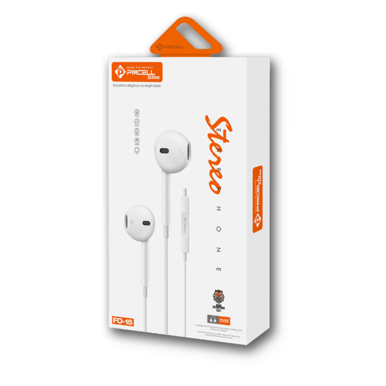 Fone de ouvido fo-15 Controle de volume sem borracha p2
