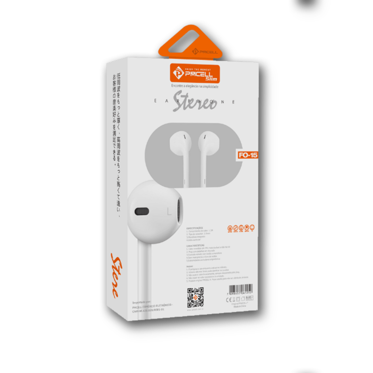 Fone de ouvido fo-15 Controle de volume sem borracha p2