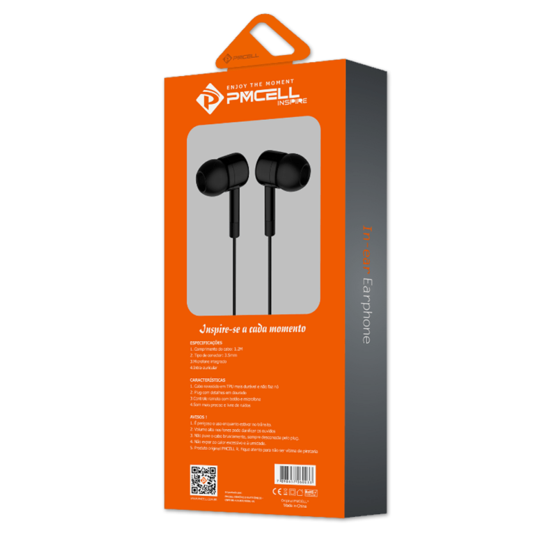 Fone de ouvido fo-21 botão play/pause intra auricular p2