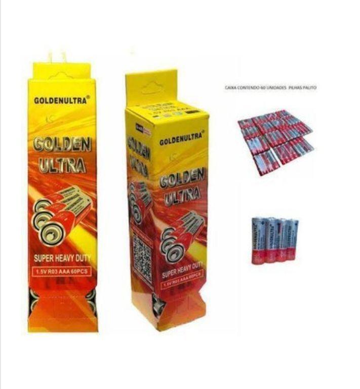 Caixa De Pilha Palito AAA 60 unidades 1.5V Alta performance GOLDNULTRA