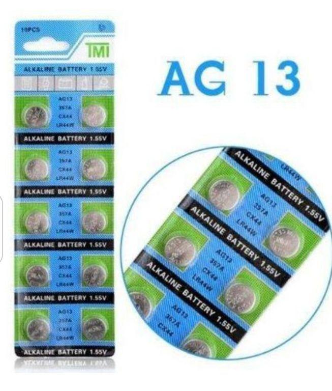Cartela Pilha Bateria ALKALINE Ag13 Cx44 LR44 W 1.55v 10 Peças