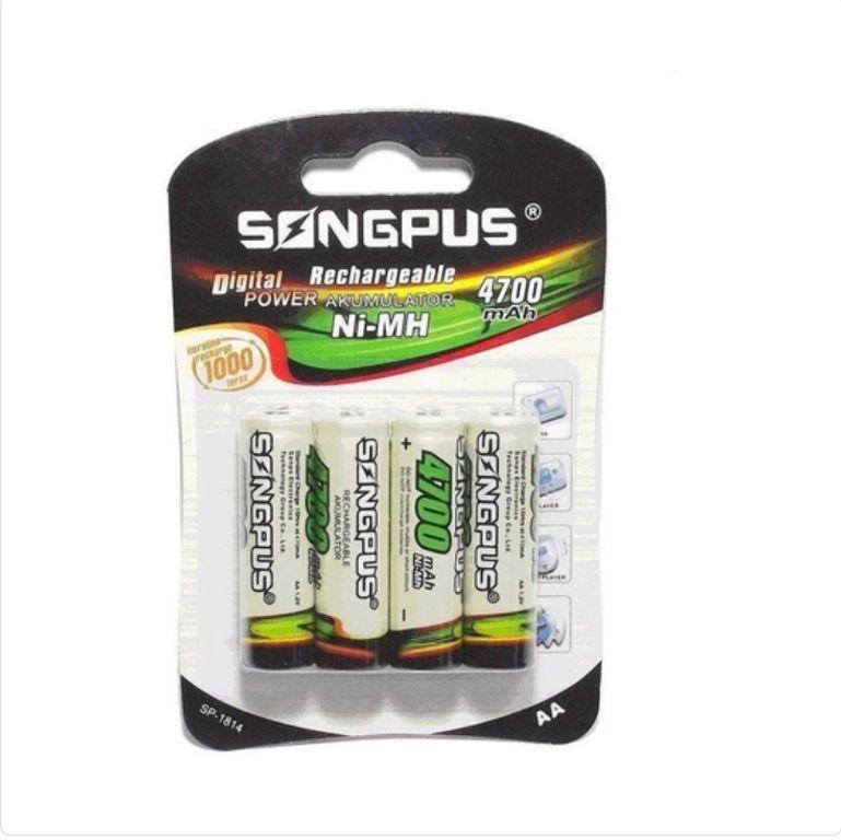 Pilhas Recarregavel Cartela Com 4 AA 4700 MHA SonGPlus