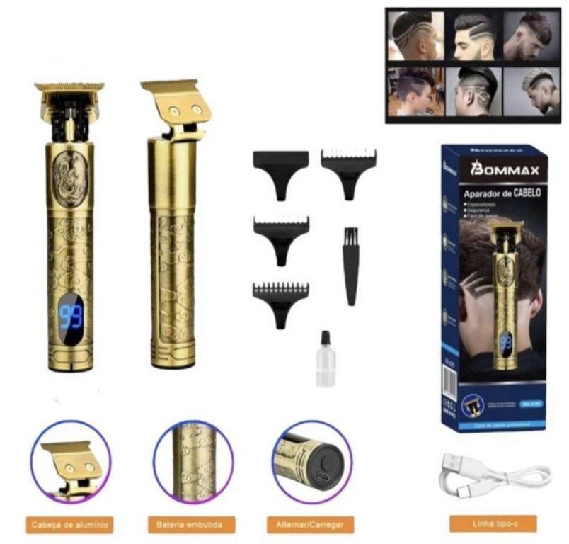 Maquina Para Barba E Cabelo Dourada Com Visor Digital Recarregavel Onex MQ-7011 máquina barbeador