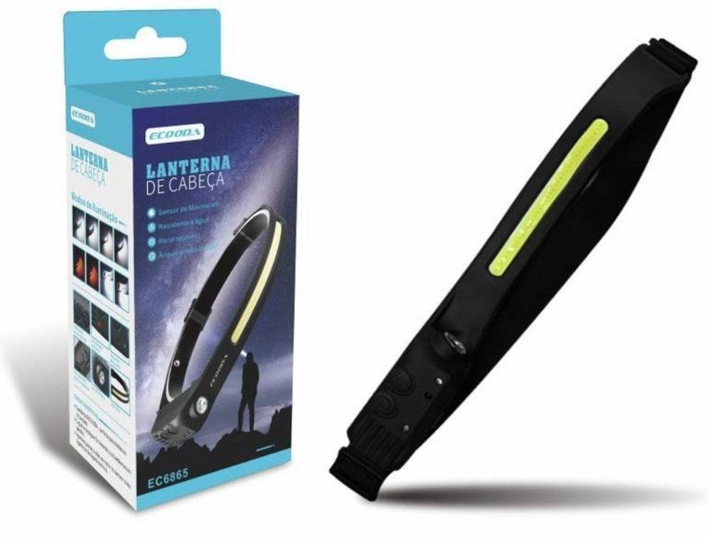 Lanterna De Cabeça Led Recarregavel Fita Ajustavel Usb Cor Da Luz Branco Com Sensor ECOODA