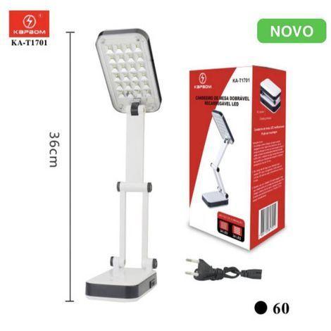 Luminária de Mesa Dobrável e Recarregável 24 Leds Branco KAPBOM