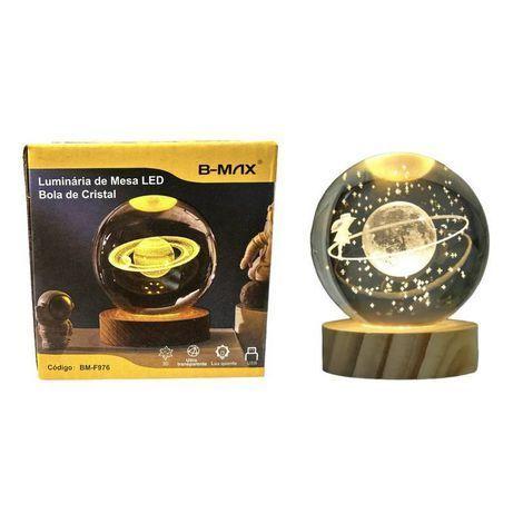 Luminária De Mesa Led Bola De Cristal Sistema Solar Galáxia Lua Sartuno BMAX