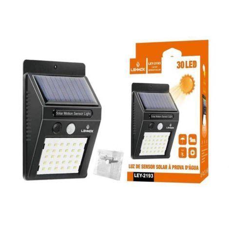 Arandela de Led Solar 30 leds 6W POTENTE, ILUMINAÇÃO EXTERNA Lehmox