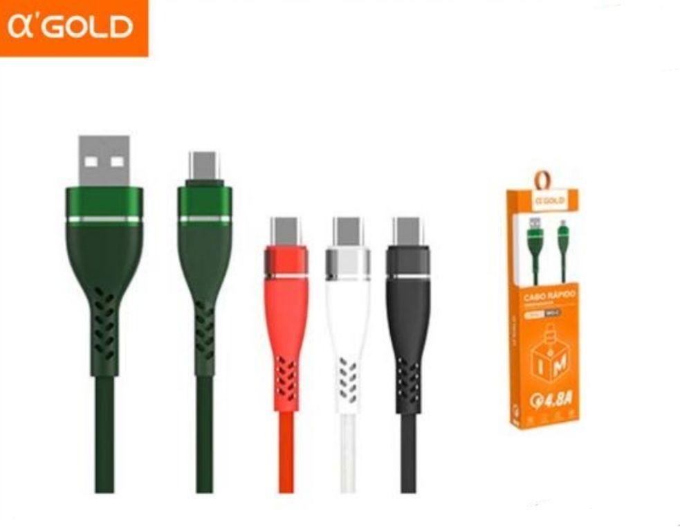 Cabo Rápido Celular TIPO - C 1M Carregamento Rápido 4.8A - Premium - AGold CB36-3