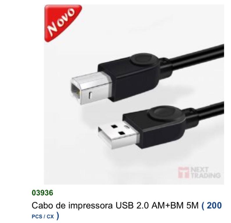 Cabo de impressora USB 2.0 AM+BM OD5.0/1.5M
