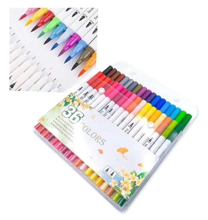 Caneta 2 em 1 marcador colorido 36pc