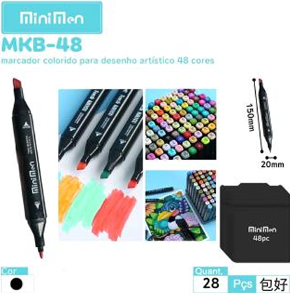 Caneta 2 em 1 Marcador colorido 48 cores