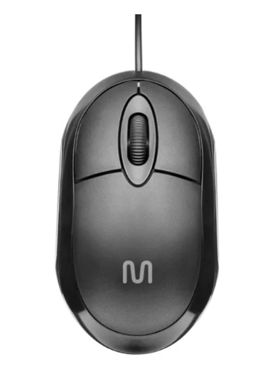 Mouse Com Fio Classic Conexão USB 1200dpi Cabo de 120cm 3 Botões Preto Multi (Multilaser) - MO300