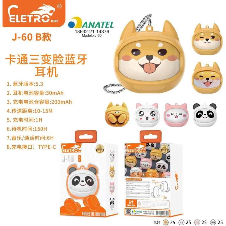 FONE DE OUVIDO BLUETOOPH BICHINHO FONE DE PERSONAGEM PERSONALIZADO AIRPORDS