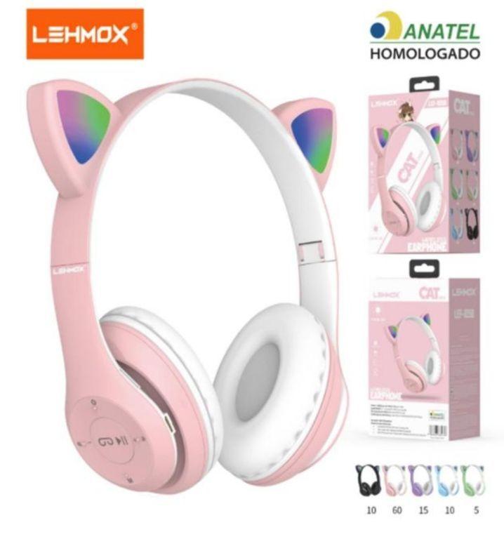 Fone De Ouvido Bluetooth Gatinho Orelhinha Lehmox LEF-1058