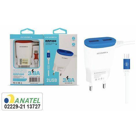 Kit De Carregador De Celular Micro V8 Rápido 3.6A Original Anatel Ecooda
