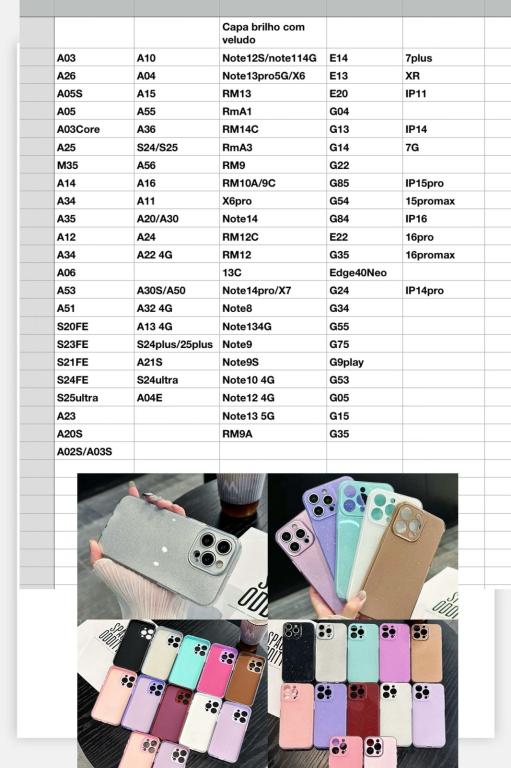 Capas Brilho com veludo