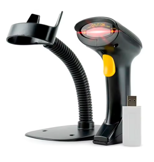 Leitor de codigo de barras sem fio, lê boletos é com suporte