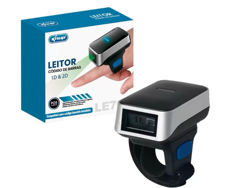 Leitor Código De Barras De Dedo Comercial 1d 2d Portátil Usb KP-LE708