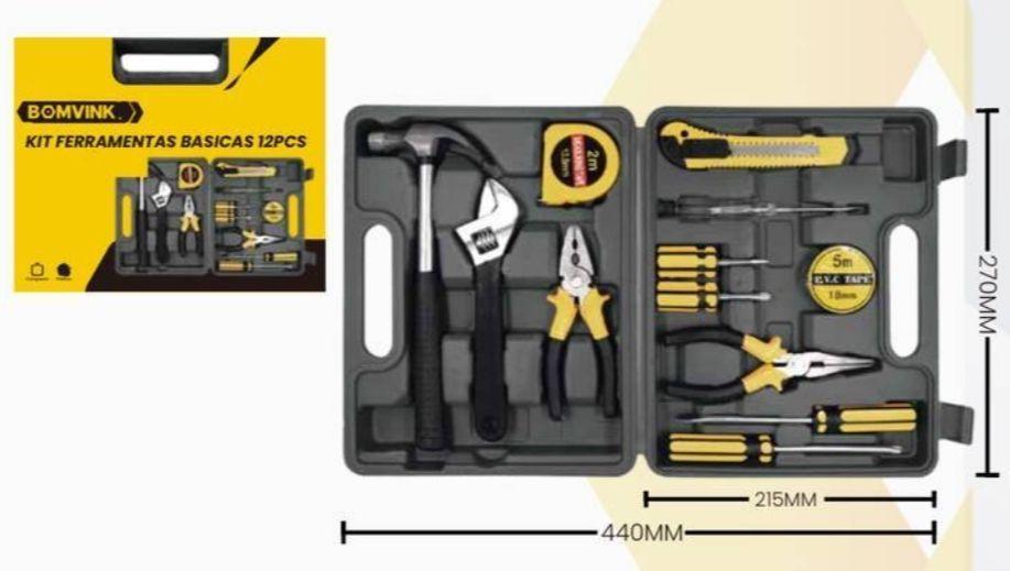 KIT MALETA FERRAMENTAS BASICAS 12PÇ BOMVINK  BOM-3902