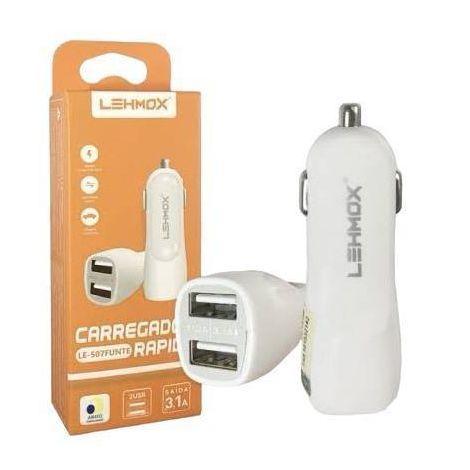 Fonte Carregador VEICULAR 2USB ANATEL LEHMOX  LE-507 FUNTE