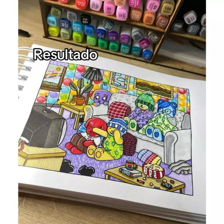 Livro de Colorir Bobbie Goods CAPA DURA com 50 folhas em papel 180g (FOLHA GROSSA)