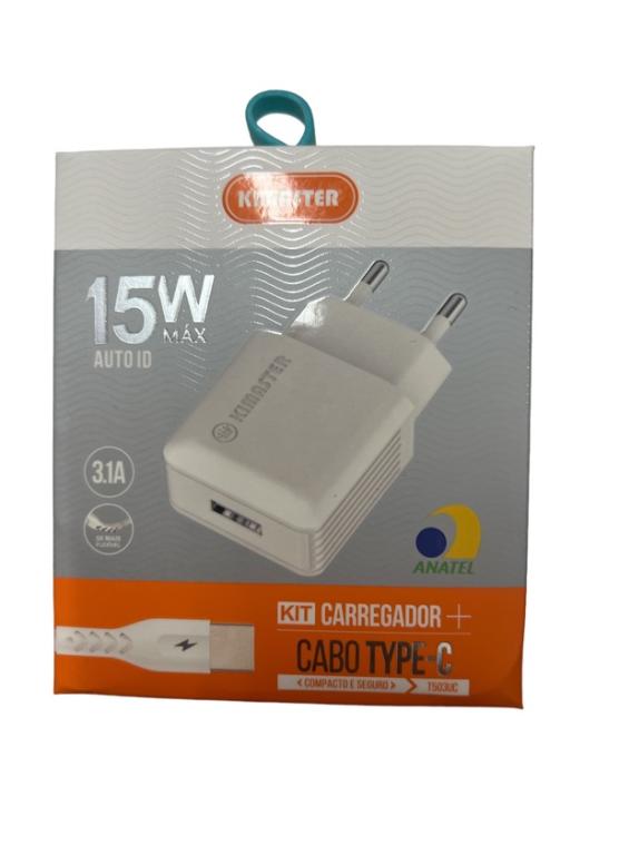 15W 3.1A KIT CARREGADOR + CABO USB-C T503UC
