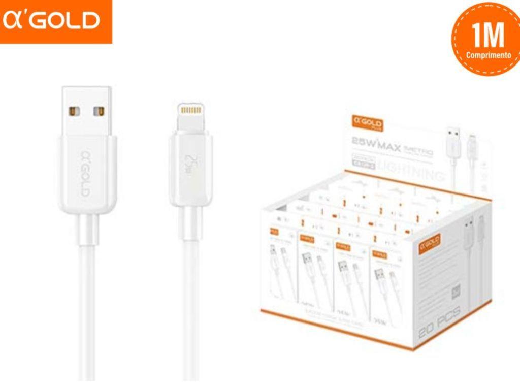 Cabo AGold Para iPhone Ios Lightning 25w 1 Metro CB129-2