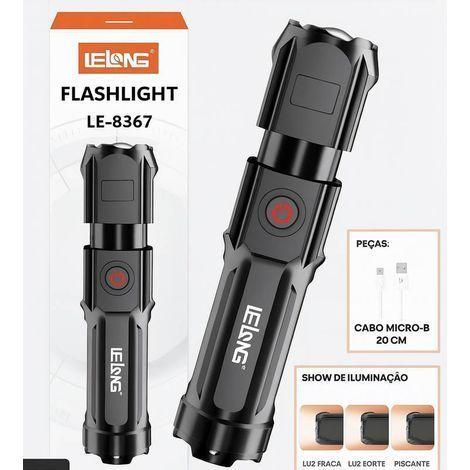 LANTERNA DE LED RECARREGÁVEL MATERIAL DE PLÁSTICO LELONG LE-8366