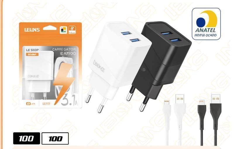 CARREGADOR DE CELULAR IPHONE RÁPIDO 10W 3.1A USB2 LELONG LE-519FP IPHONE SAQUINH