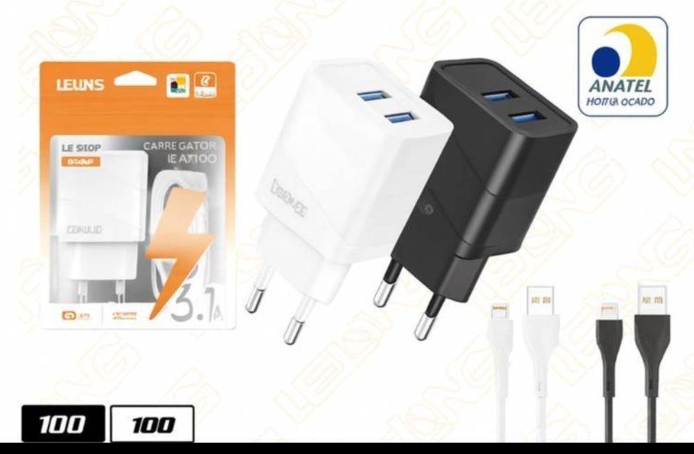 CARREGADOR DE CELULAR TYPE-C RÁPIDO 10W 3.1A USB2 LELONG LE-519FC TIPO-C SAQUINH