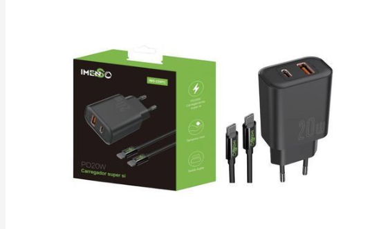 CARREGADOR TURBO DUPLO TIPO-C PD 20W COM USB PREMIUM IMENSO  IMS-226PC