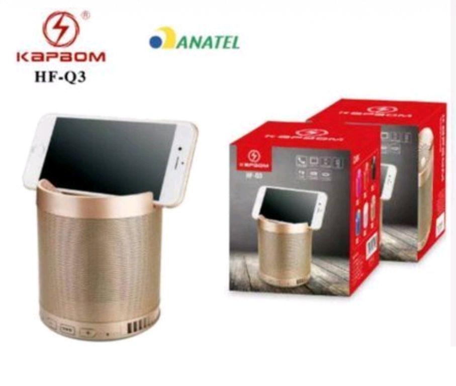 Caixa de Som Bluetooth com suporte para celular 5W - HF-Q3 Original ( Pesada ) KAPBOM