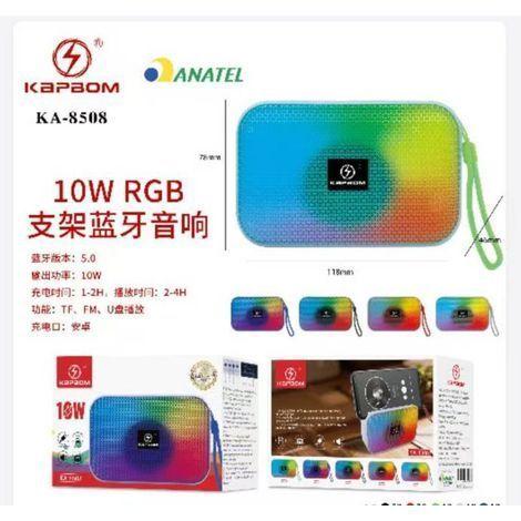 Caixa de Som Bluetooth RGB 10W KAPBOM KA-8508