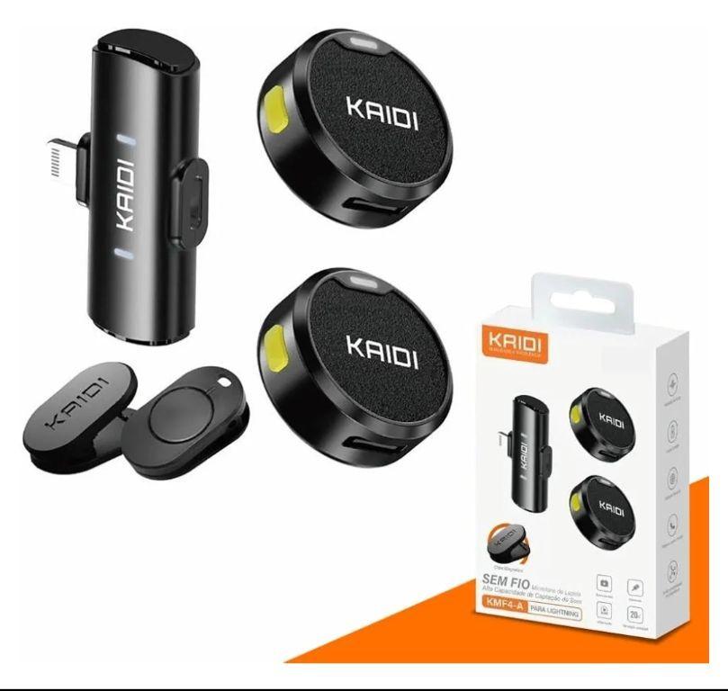 Microfone de Lapela Sem Fio Kit c/ 2 Un Para iPhone IOS 8 ao 14 com Conexão Lightning P4-A