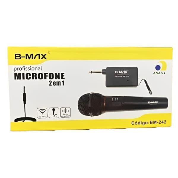 Microfone Sem Fio P10 karaoke Profissional Completo Bmax BM-242M