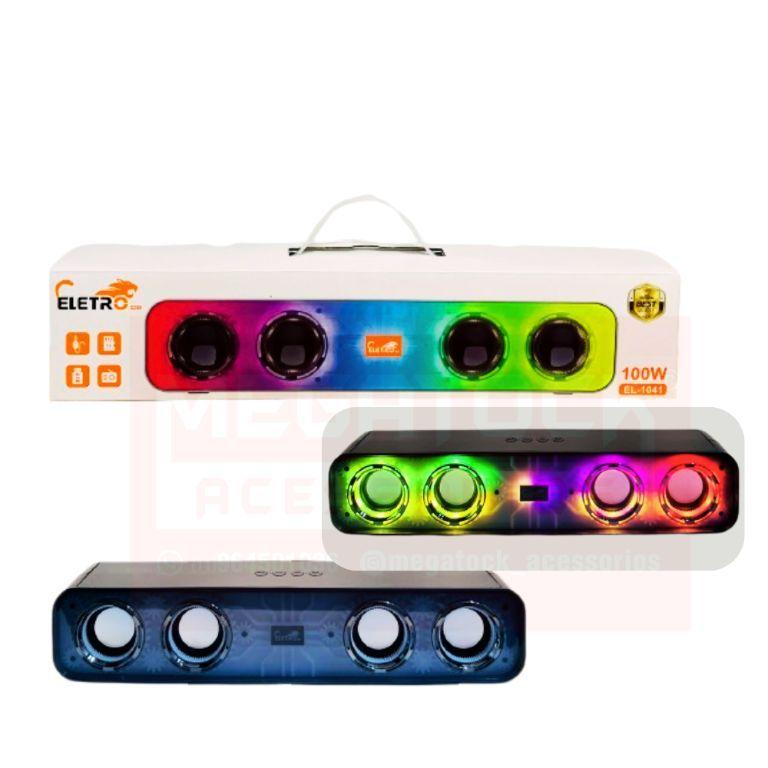 Caixa De Som Led RGB Colorida Bluetooth 100W Portátil ELTROMEX  EL-1041